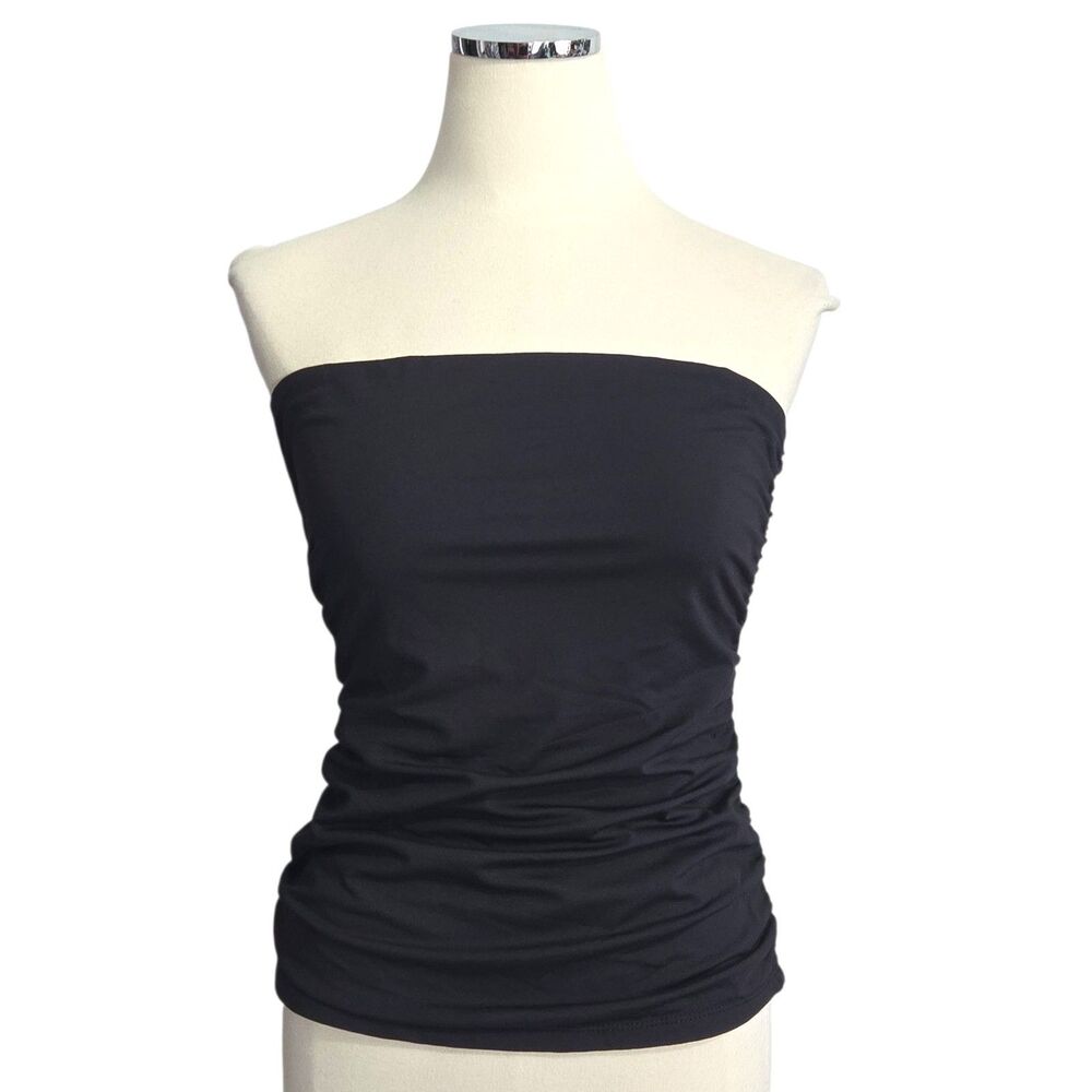 House of Harlow 1960 Black Ruched Tube Top Strapless Bodice Size L Revolve New
